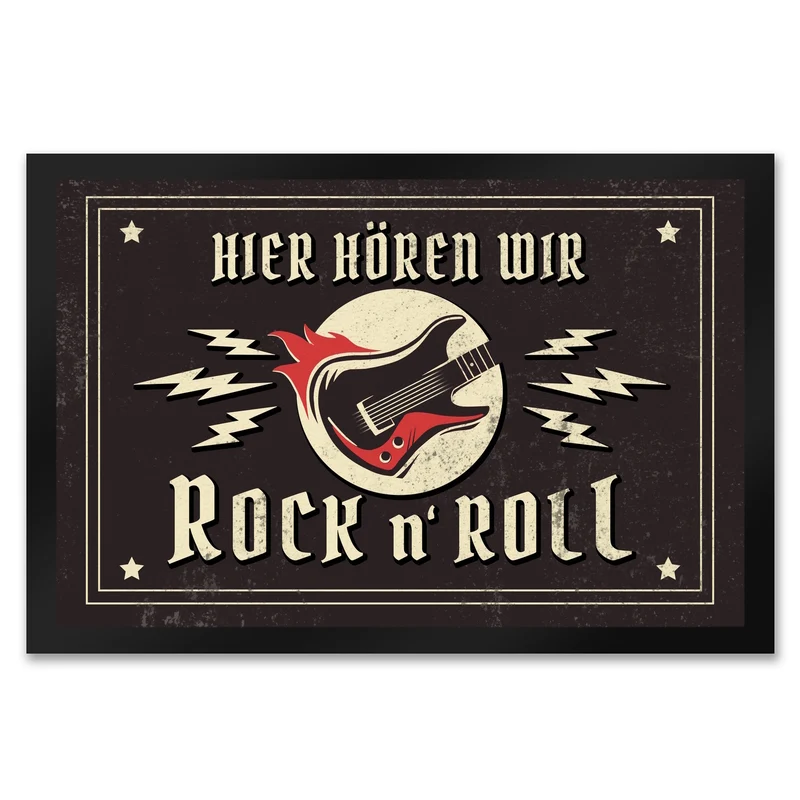 Hier hören wir Rock n' Roll Fußmatte mit Gitarren Motiv