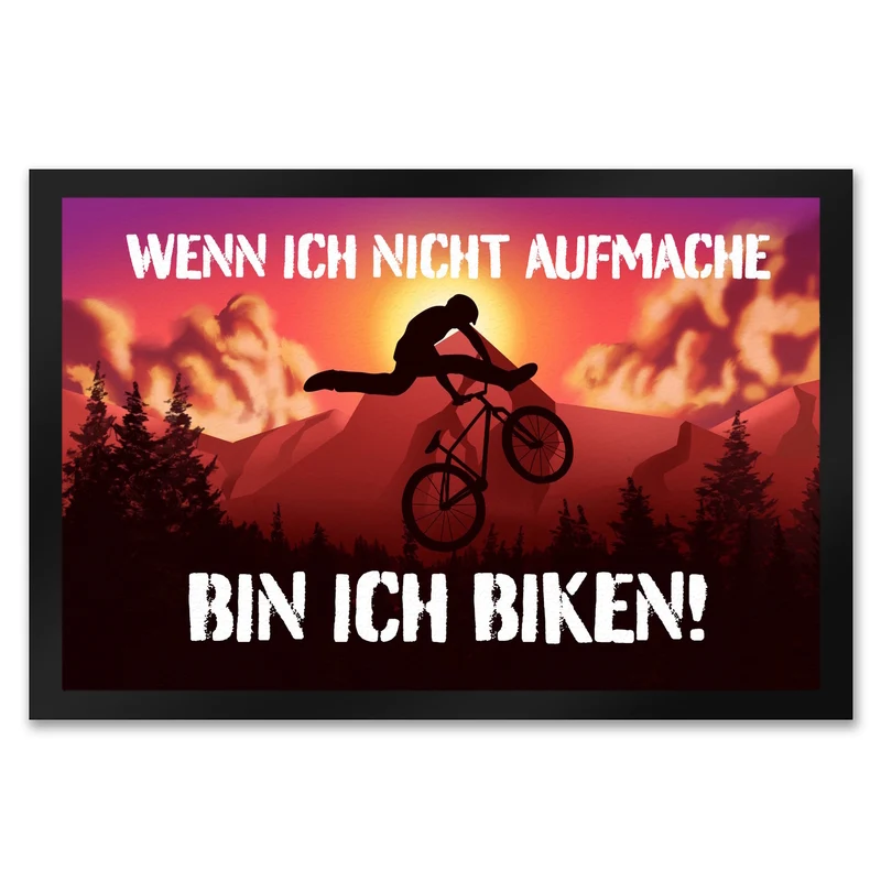 Wenn ich nicht aufmache bin ich biken Fußmatte mit Mountainbiker