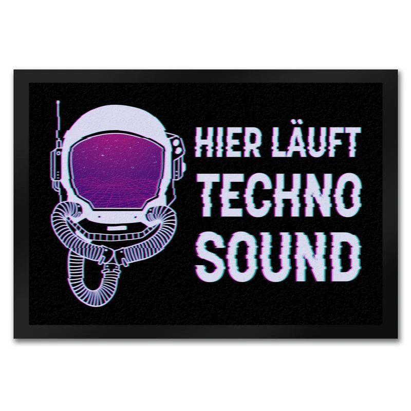 Hier läuft Techno Sound Fußmatte mit Astronautenhelm für Raver