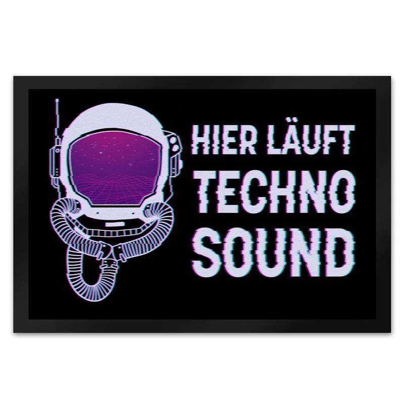 Hier läuft Techno Sound Fußmatte mit Astronautenhelm für Raver
