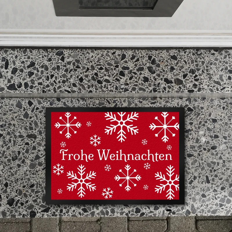 Frohe Weihnachten Türmatte mit Schneeflocken Fußmatte