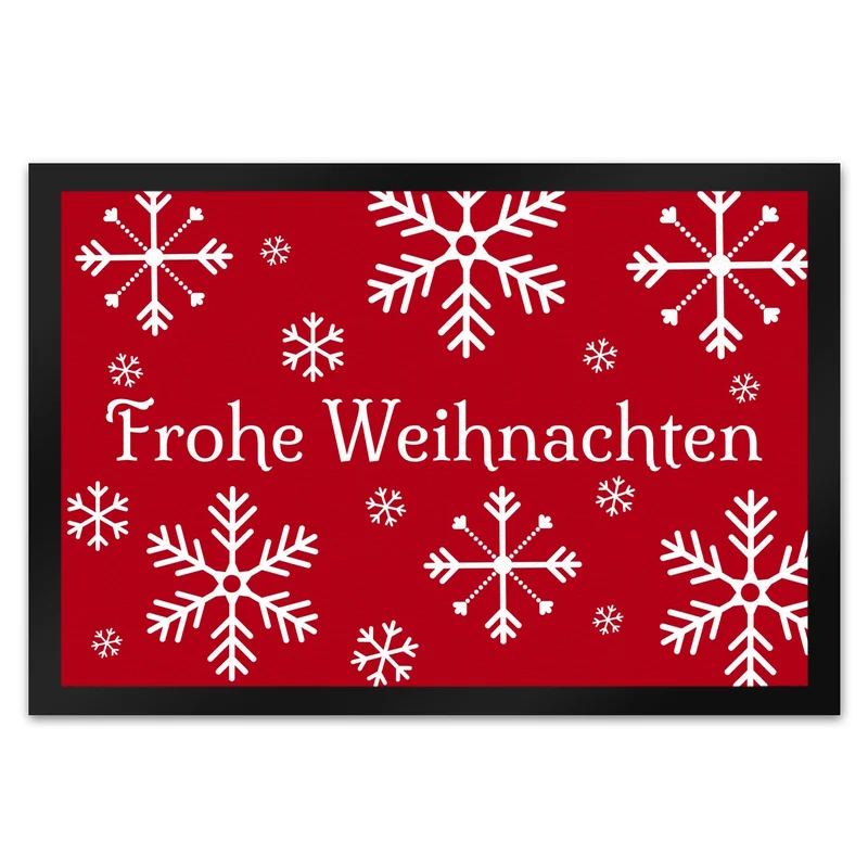 Frohe Weihnachten Türmatte mit Schneeflocken Fußmatte