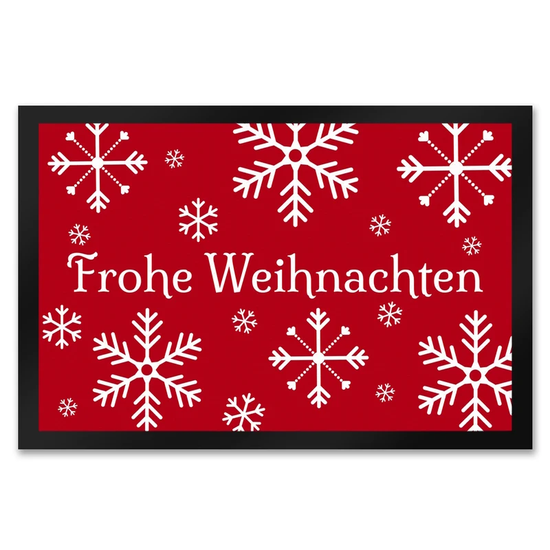 Frohe Weihnachten Türmatte mit Schneeflocken Fußmatte