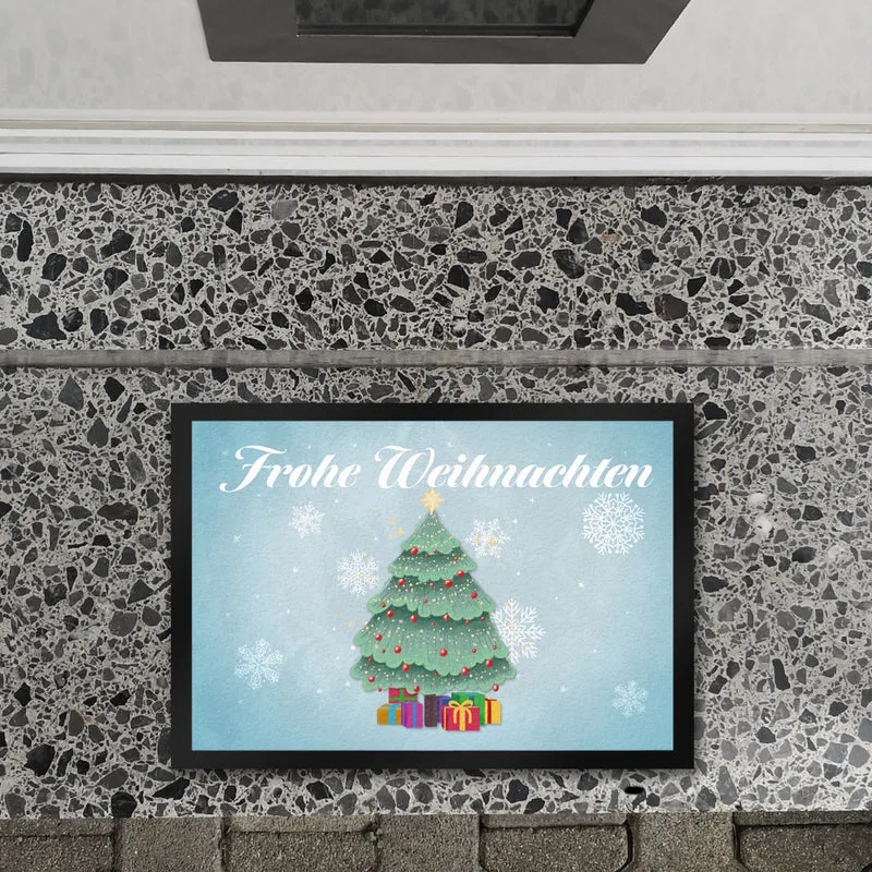Frohe Weihnachten mit schönem Weihnachtsbaum Fußmatte
