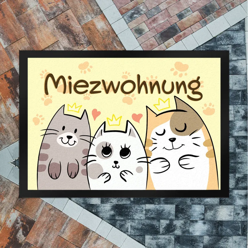 Miezwohnung Fußmatte mit drei süßen Katzen für alle Katzenliebhaber