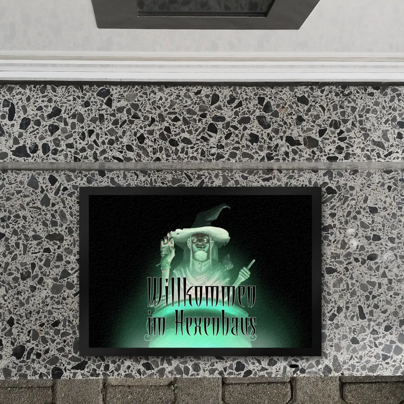 Fußmatte für Halloween mit böser Hexe und Hexenkessel - Willkommen im Hexenhaus