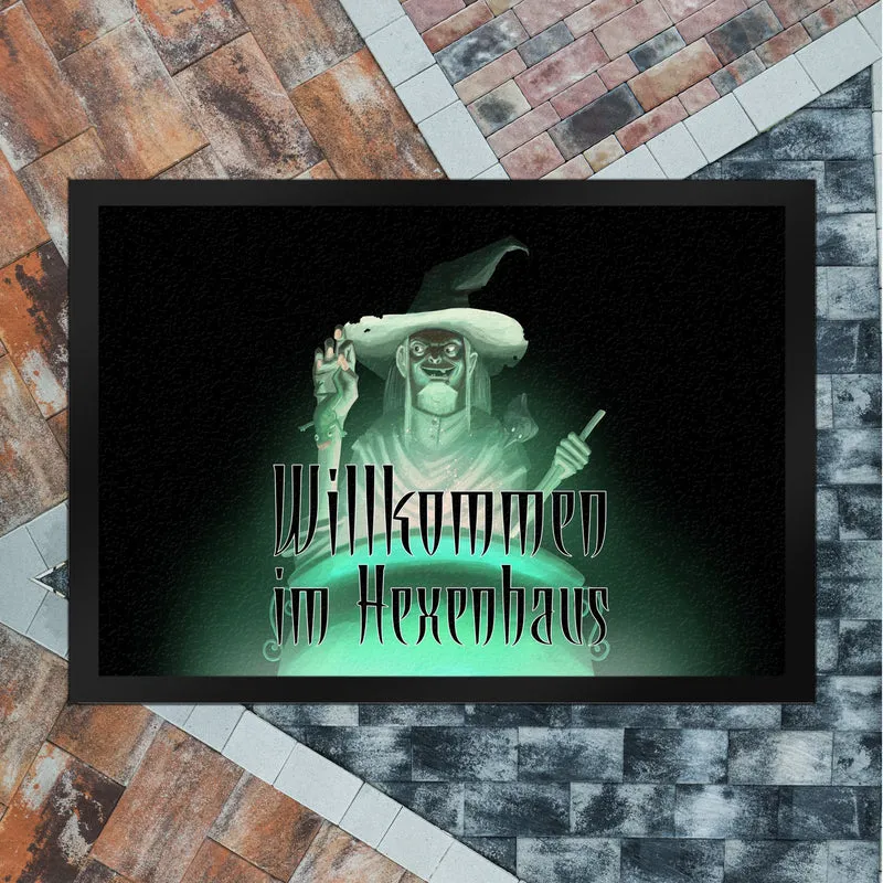 Fußmatte für Halloween mit böser Hexe und Hexenkessel - Willkommen im Hexenhaus