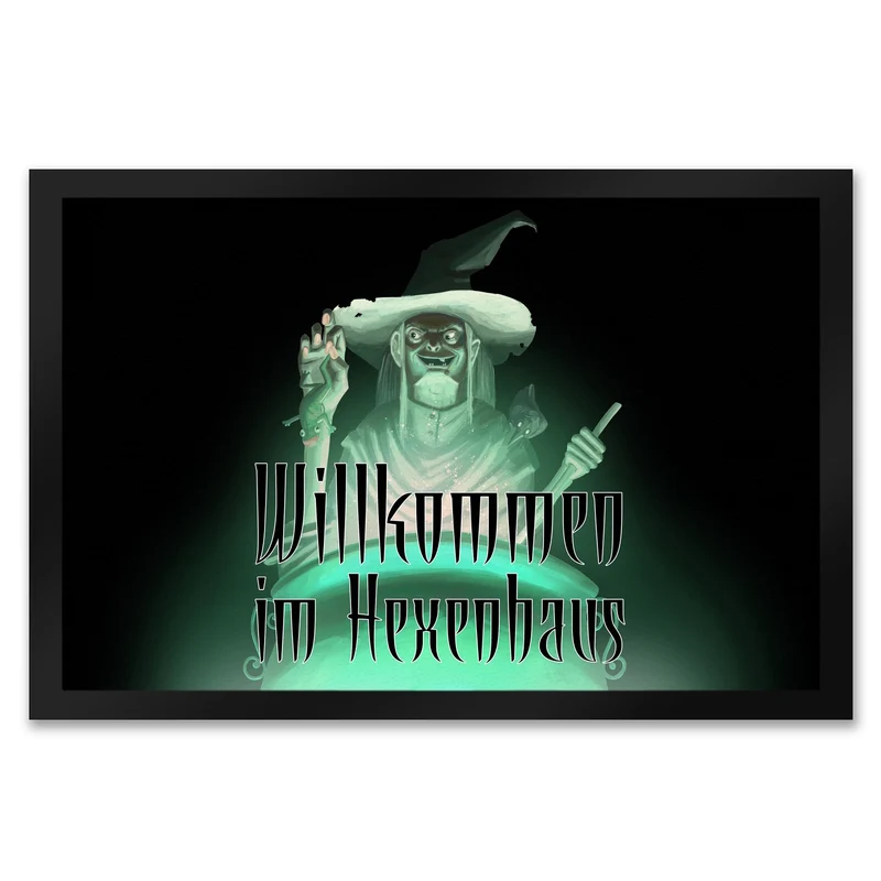 Fußmatte für Halloween mit böser Hexe und Hexenkessel - Willkommen im Hexenhaus
