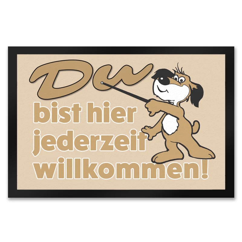 Du bist hier jederzeit willkommen Fußmatte mit freundlichem Hund