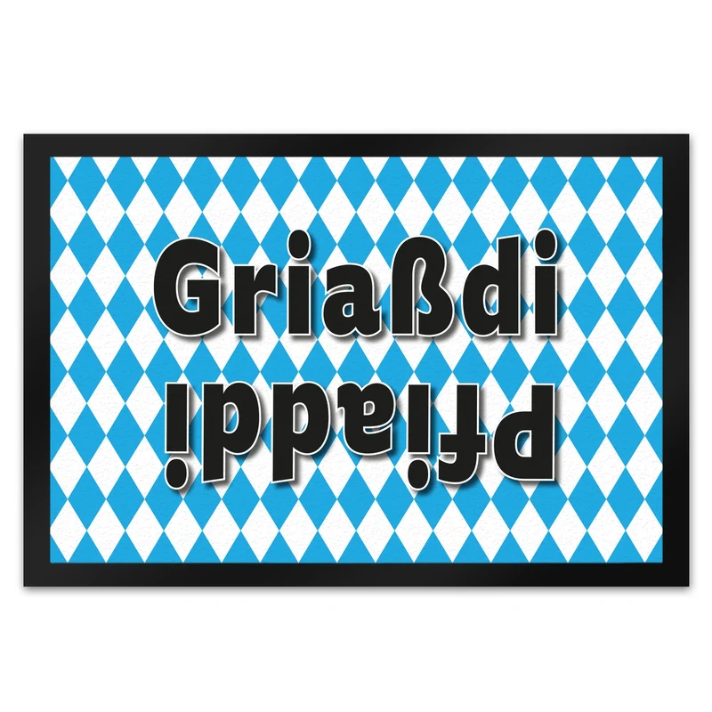 Griaßdi Pfiaddi Fußmatte mit bayrischer Flagge