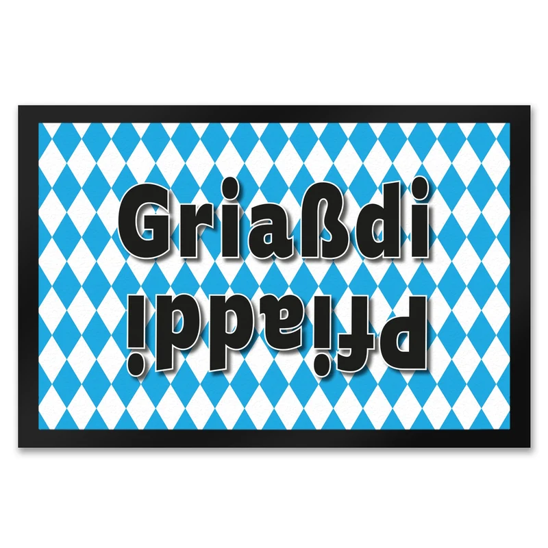Griaßdi Pfiaddi Fußmatte mit bayrischer Flagge