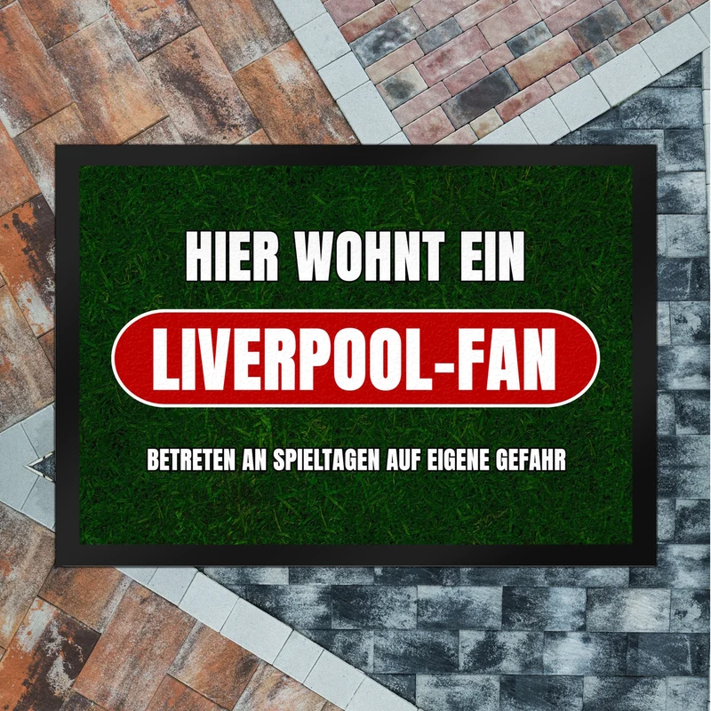 Hier wohnt ein Liverpool-Fan Fußmatte in 35x50 cm mit Rasenmotiv
