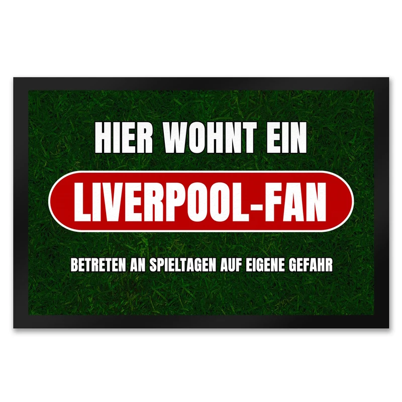 Hier wohnt ein Liverpool-Fan Fußmatte in 35x50 cm mit Rasenmotiv