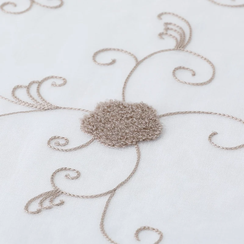 Tende trasparenti Garvee, tende per cucina e soggiorno, 100% poliestere, ricamo floreale, bianco talpa, versatili