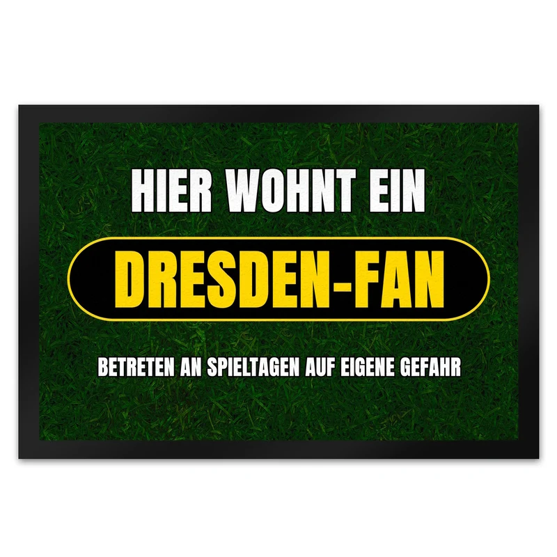 Hier wohnt ein Dresden-Fan Fußmatte in 35x50 cm mit Rasenmotiv