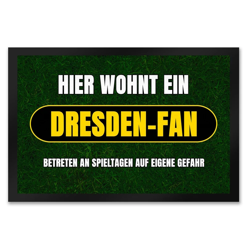 Hier wohnt ein Dresden-Fan Fußmatte in 35x50 cm mit Rasenmotiv