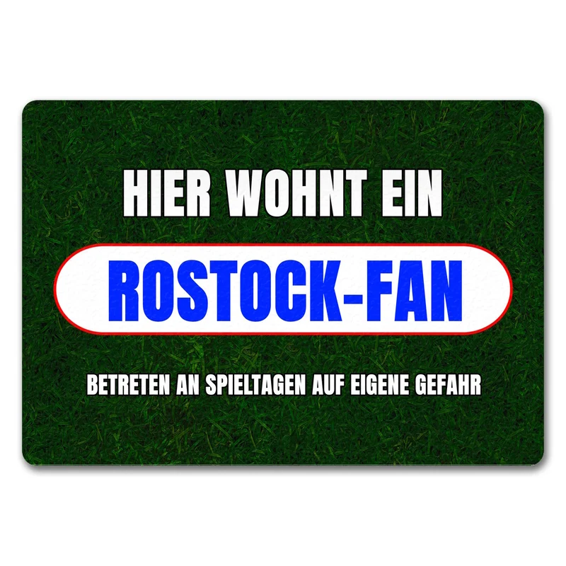 Hier wohnt ein Rostock-Fan Fußmatte in 35x50 cm mit Rasenmotiv
