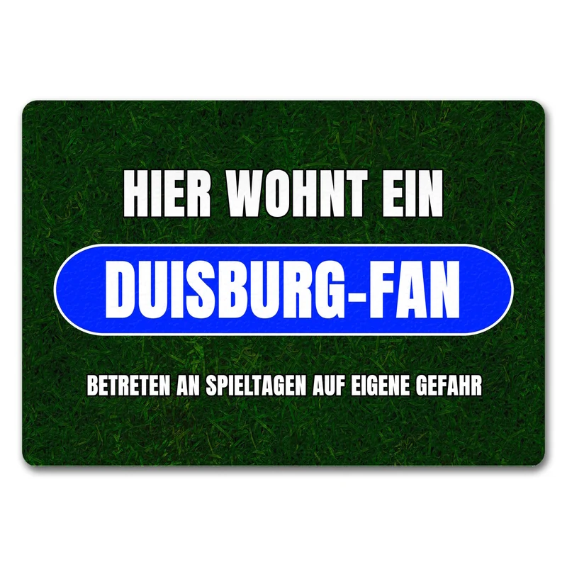 Hier wohnt ein Duisburg-Fan Fußmatte in 35x50 cm mit Rasenmotiv