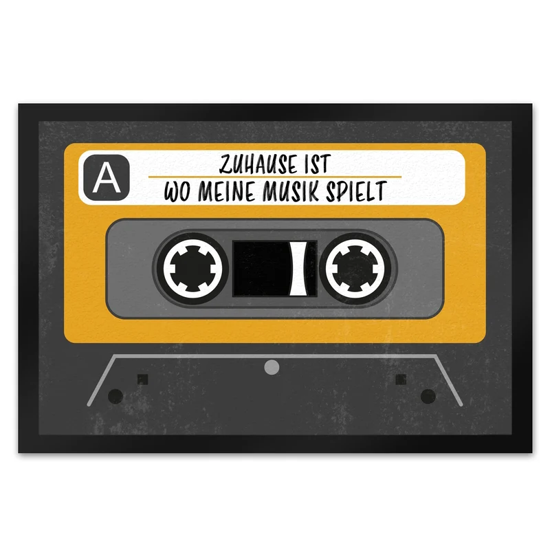 Zuhause ist wo meine Musik spielt Fußmatte im trendigen Kassetten-Look