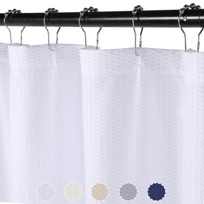 Tenda da doccia extra lunga Garvee in microfibra idrorepellente bianca 72x96 pollici per bagno