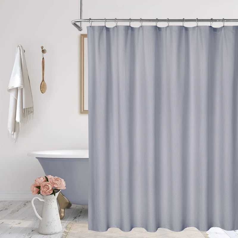 Tenda da doccia in microfibra Garvee con motivo in rilievo, idrorepellente, orlo appesantito, 12 occhielli, grigio, arredo bagno