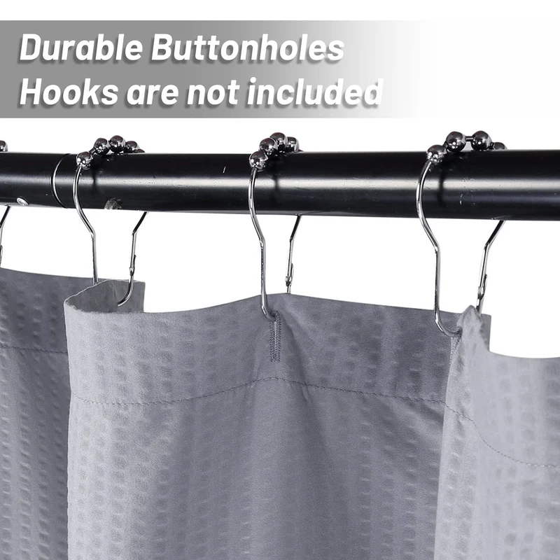 Tenda da doccia in microfibra Garvee con motivo in rilievo, idrorepellente, orlo appesantito, 12 occhielli, grigio, arredo bagno