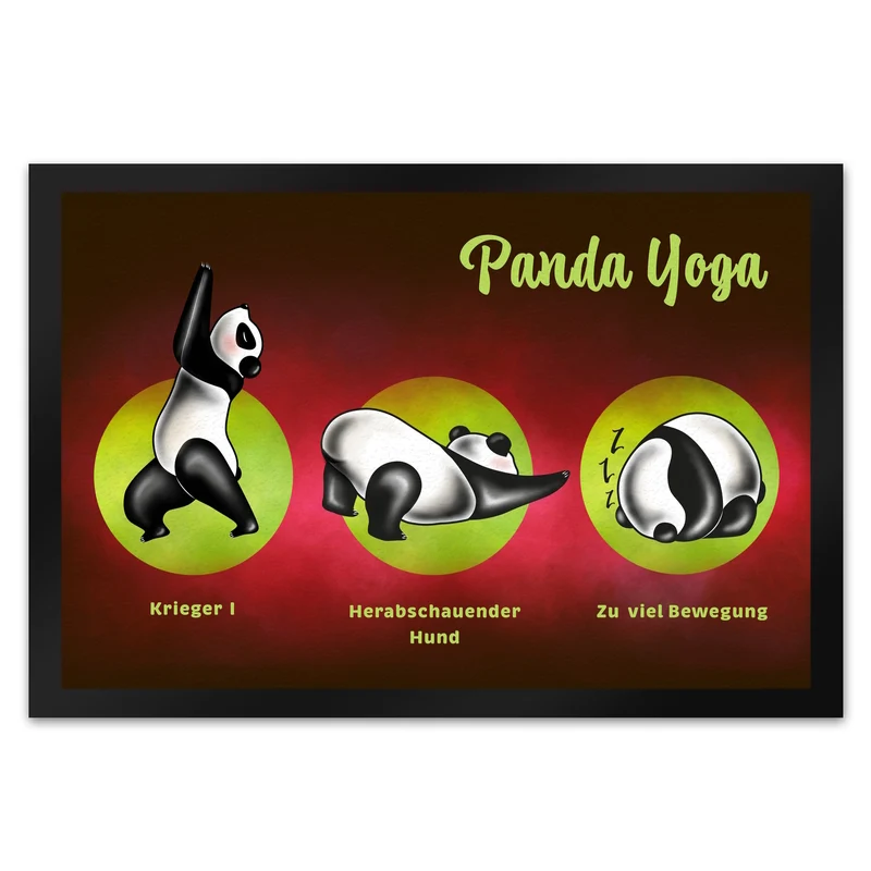 Panda Yoga Fußmatte mit Yoga Übungen und Pandabären
