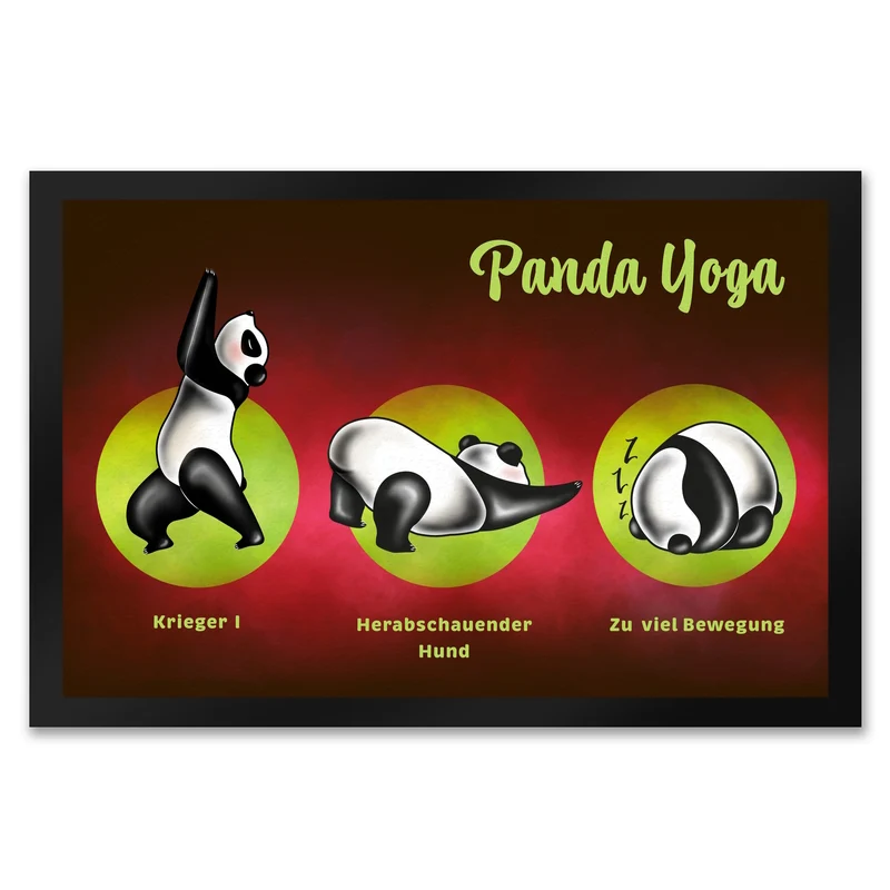 Panda Yoga Fußmatte mit Yoga Übungen und Pandabären