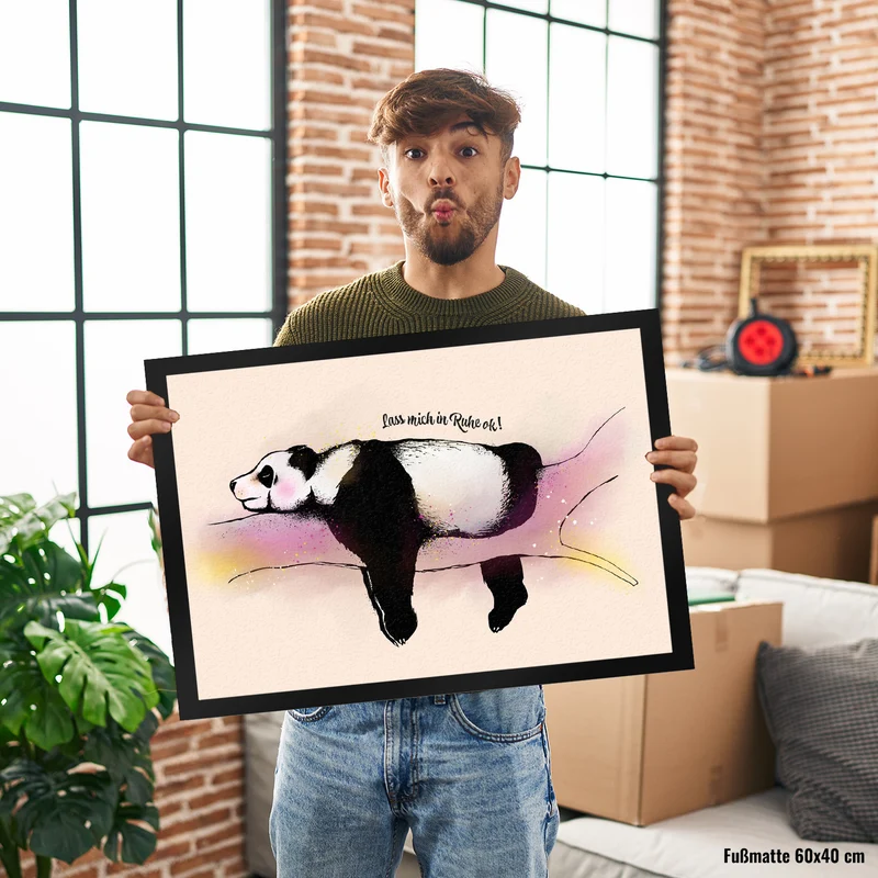 Panda Fußmatte mit Spruch Lass mich in Ruhe ok!