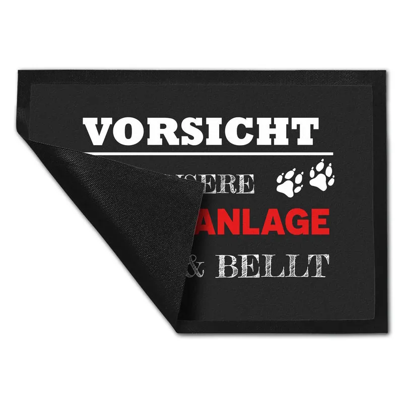 Vorsicht unsere Alarmanlage beißt & bellt Fußmatte