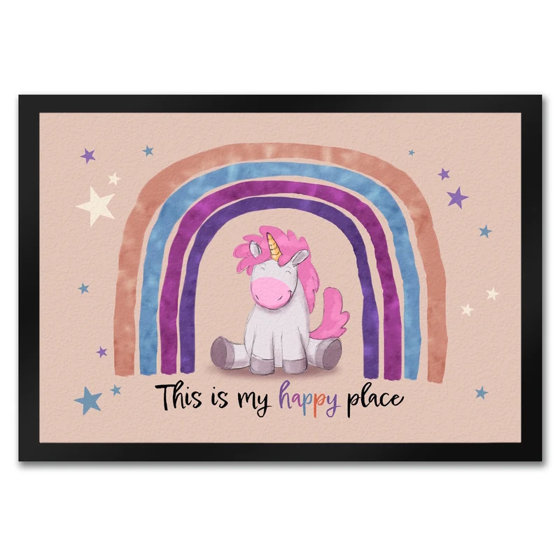 This is my happy place Fußmatte mit niedlichem Einhorn