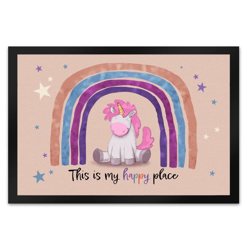 This is my happy place Fußmatte mit niedlichem Einhorn
