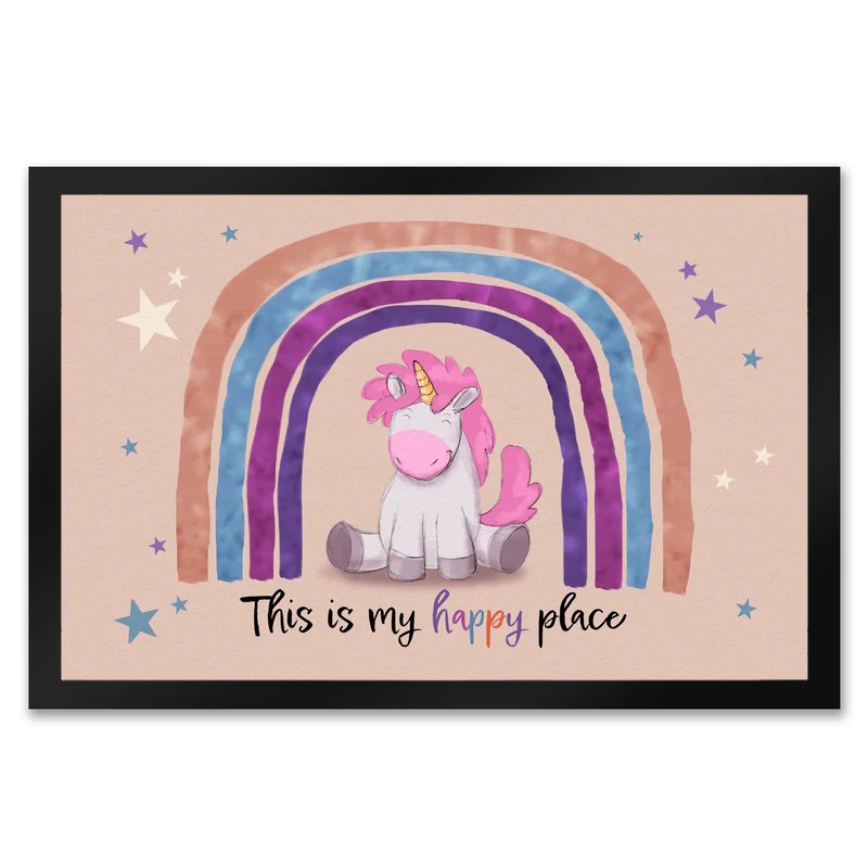 This is my happy place Fußmatte mit niedlichem Einhorn
