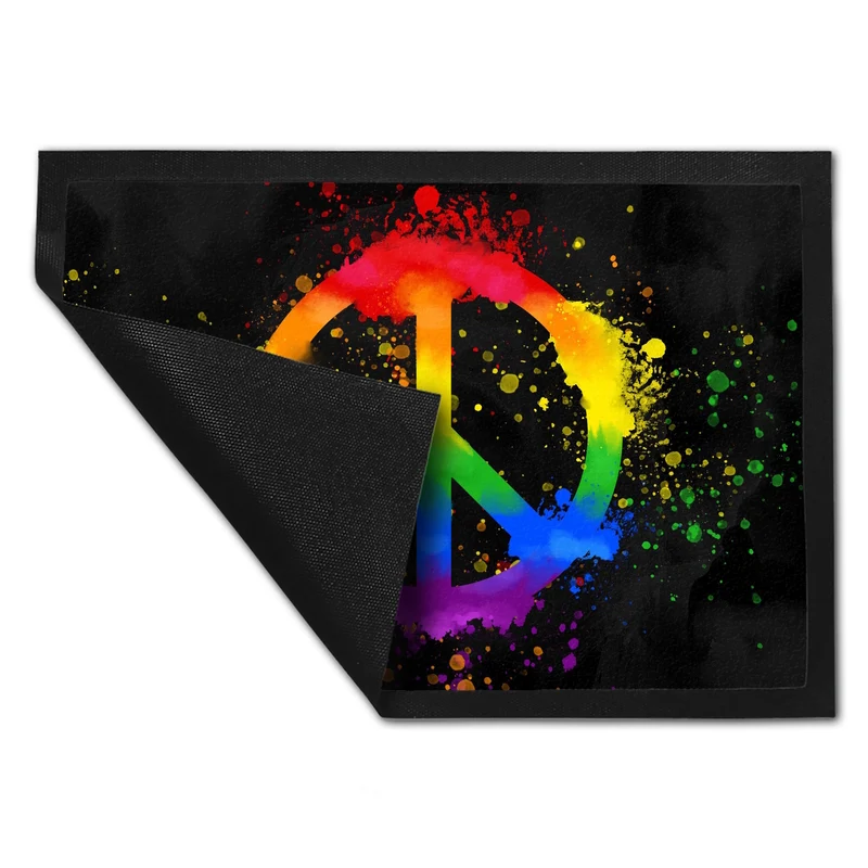 Regenbogen Fußmatte mit Peace-Zeichen