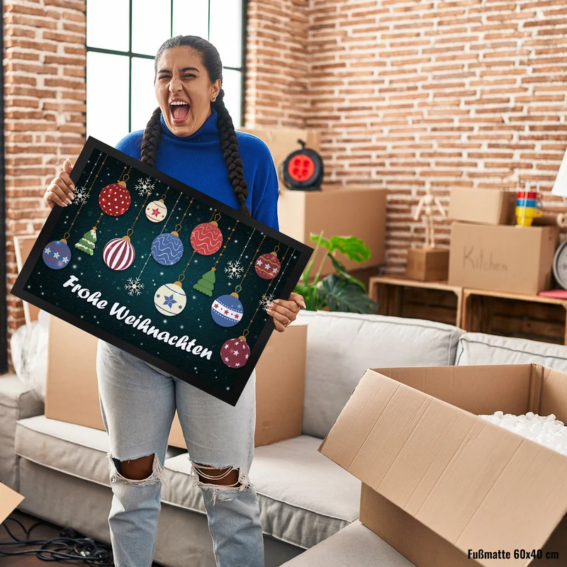 Frohe Weihnachten Christbaumkugeln Fußmatte