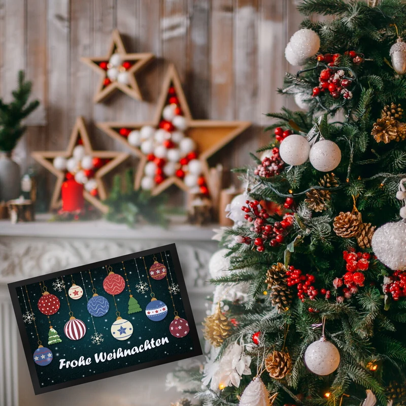 Frohe Weihnachten Christbaumkugeln Fußmatte