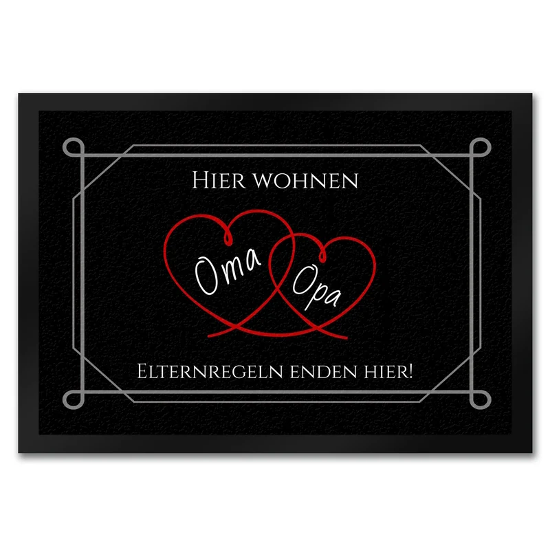 Hier wohnen Opa und Oma Fußmatte - Elternregeln enden hier mit Herz