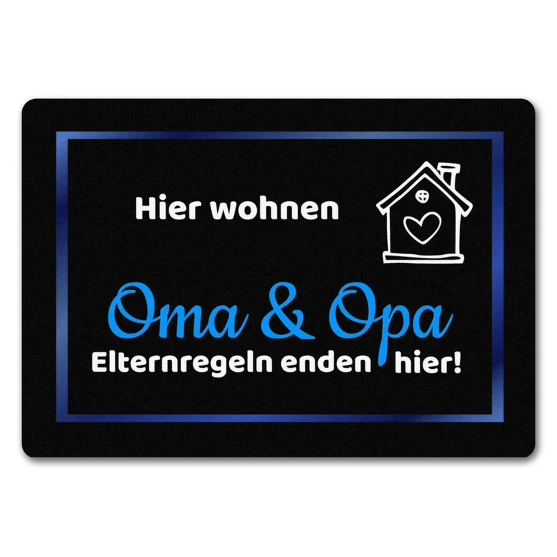 Hier wohnen Opa und Oma Fußmatte - Elternregeln enden hier mit Herz