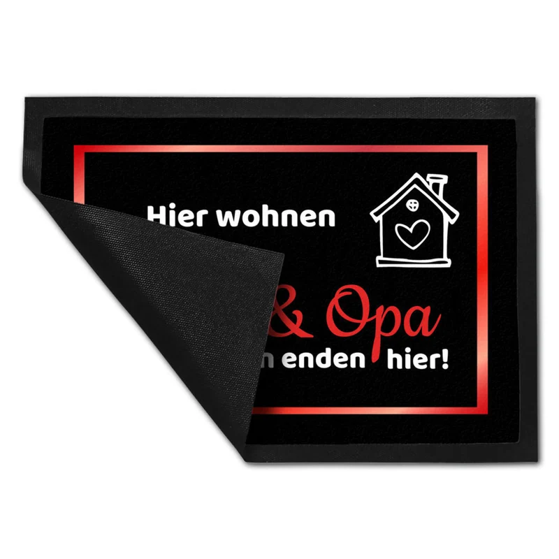 Hier wohnen Opa und Oma Fußmatte - Elternregeln enden hier mit Herz