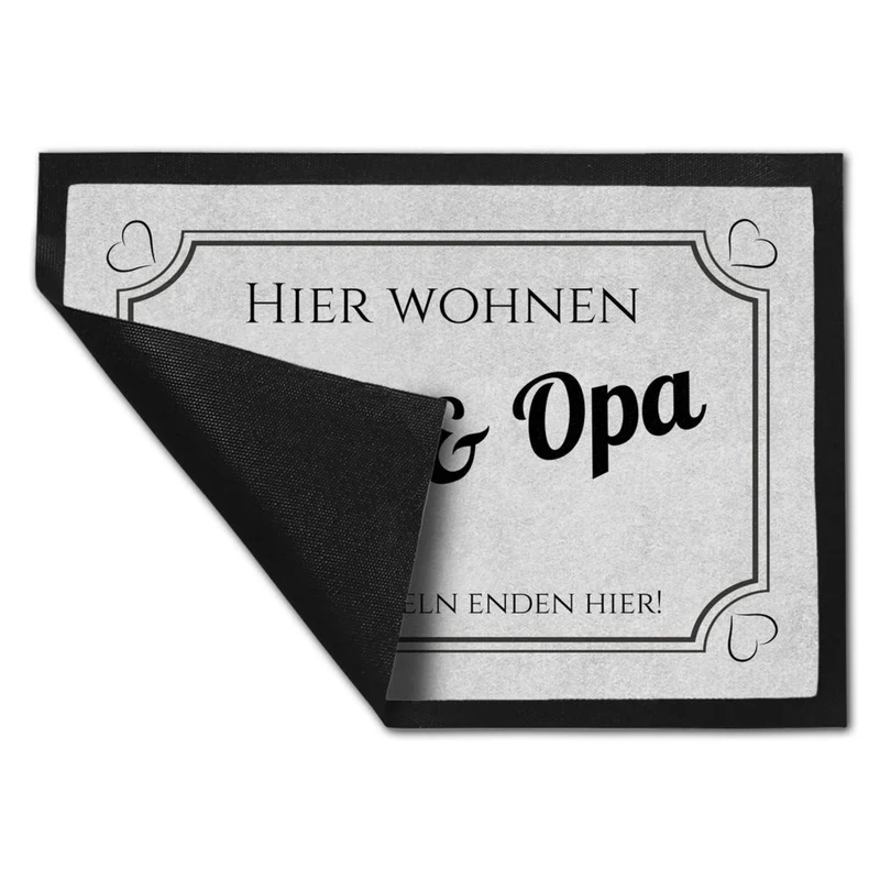 Hier wohnen Opa und Oma Fußmatte - Elternregeln enden hier mit Herz