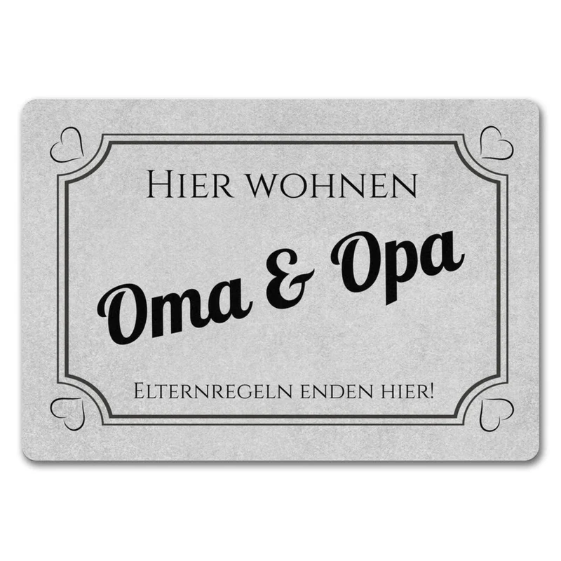 Hier wohnen Opa und Oma Fußmatte - Elternregeln enden hier mit Herz