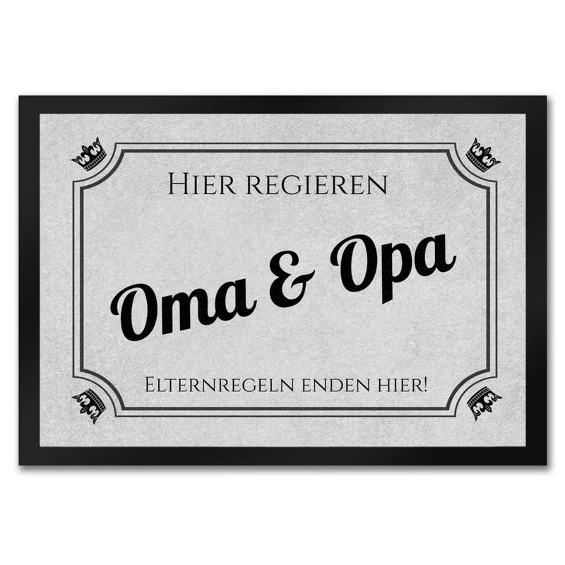 Hier wohnen Opa und Oma Fußmatte - Elternregeln enden hier mit Herz