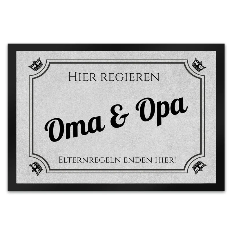 Hier wohnen Opa und Oma Fußmatte - Elternregeln enden hier mit Herz