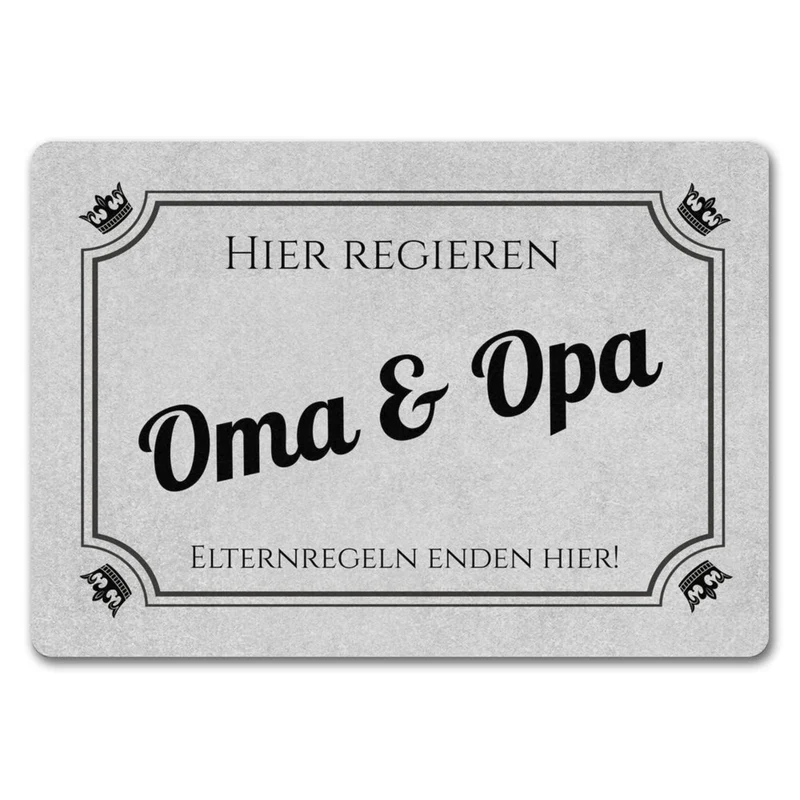 Hier wohnen Opa und Oma Fußmatte - Elternregeln enden hier mit Herz