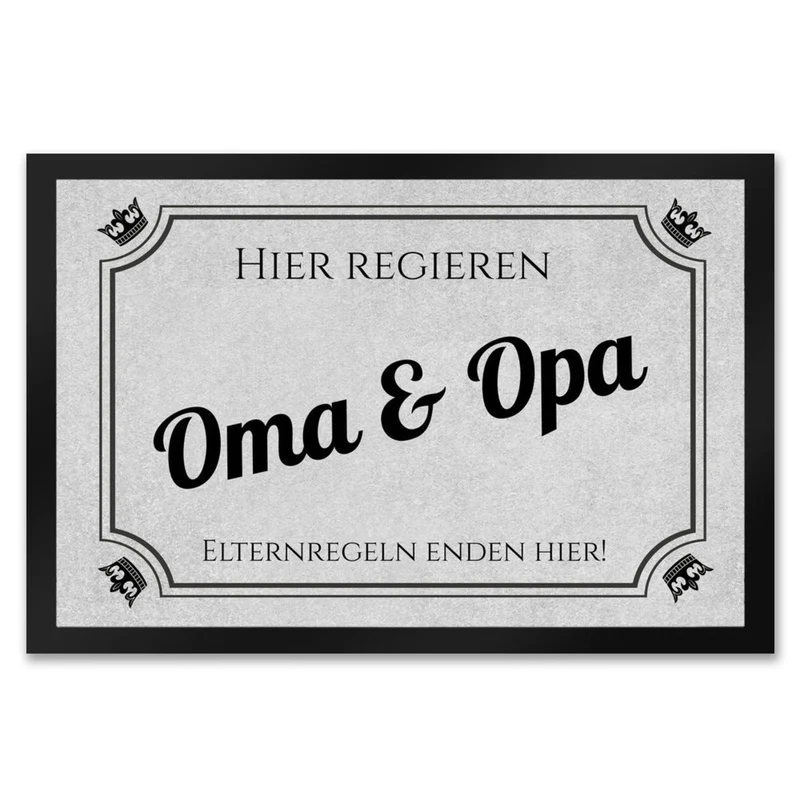 Hier wohnen Opa und Oma Fußmatte - Elternregeln enden hier mit Herz