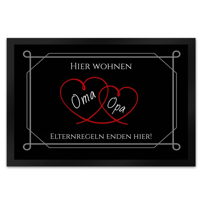 Hier wohnen Opa und Oma Fußmatte - Elternregeln enden hier mit Herz