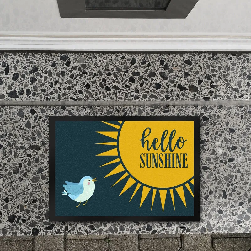 Hello Sunshine Vogel und Sonne Fußmatte