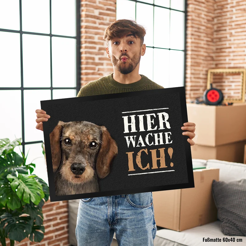 Hier wache ich! Dackel Fußmatte