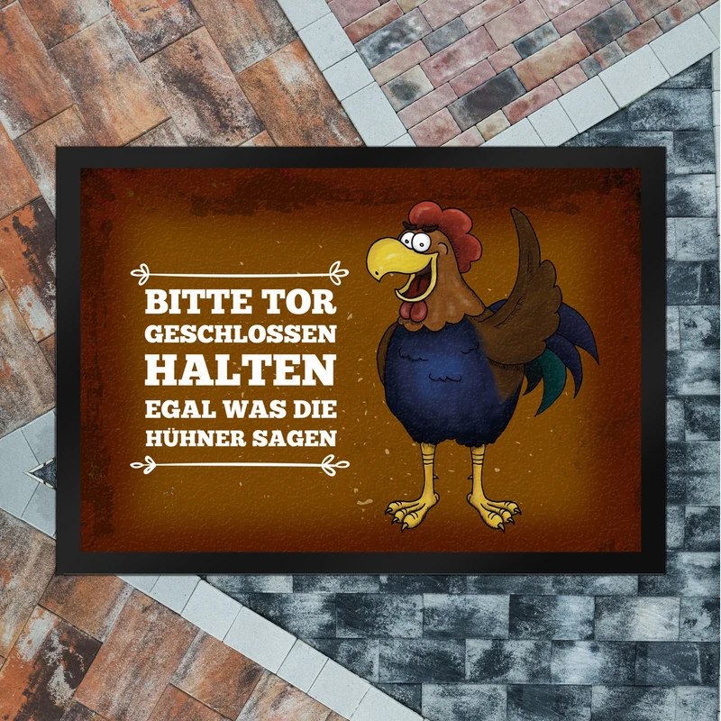 Bitte Tor geschlossen halten... Hahn Fußmatte