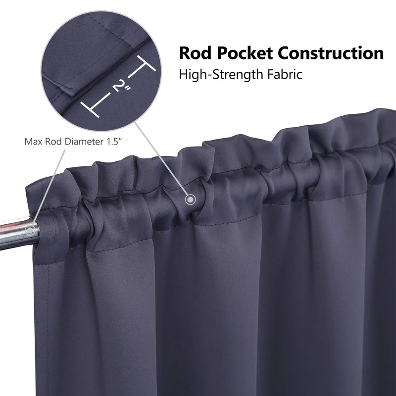 Tende oscuranti Garvee, 2 pezzi, per finestre, soggiorno, cucina, camera da letto, isolate termicamente, 26×24 pollici, grigio scuro
